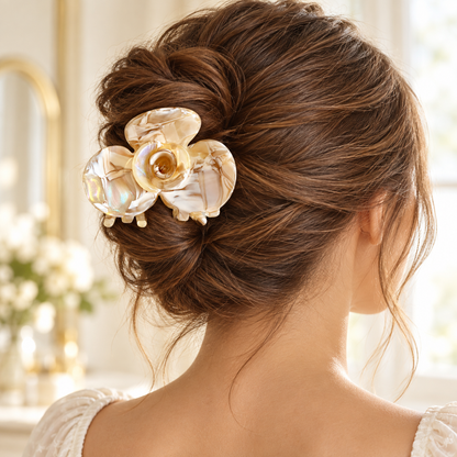 Milk Coffee Camellia Acetate Hair Claw Clip