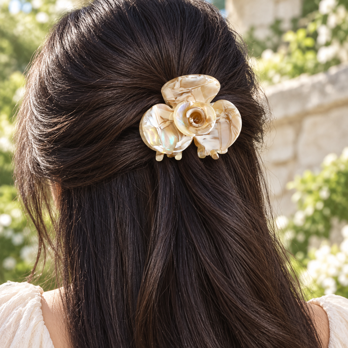 Milk Coffee Camellia Acetate Hair Claw Clip