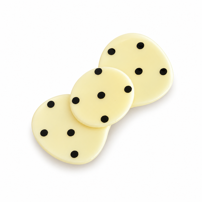 White Polka Dot Bow Hair Claw Clip