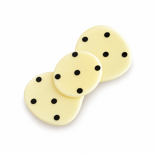 White Polka Dot Bow Hair Claw Clip