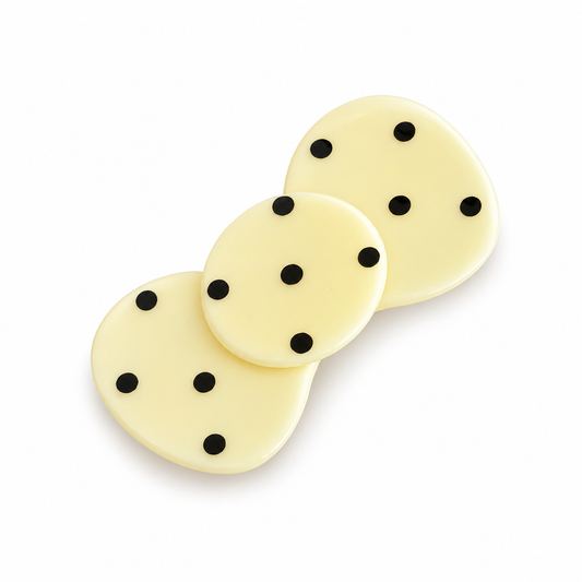 White Polka Dot Bow Hair Claw Clip