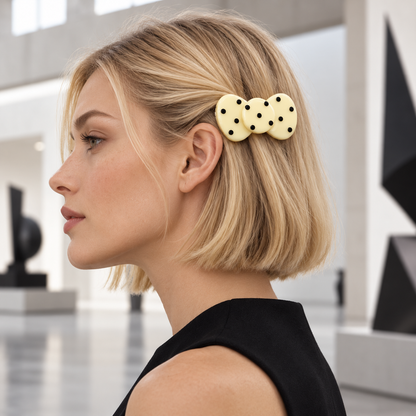 White Polka Dot Bow Hair Claw Clip