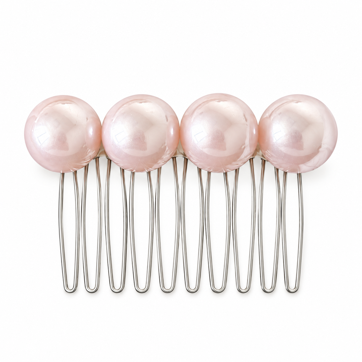 Pink Round-Bead Inverted Hair Comb