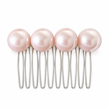 Pink Round-Bead Inverted Hair Comb