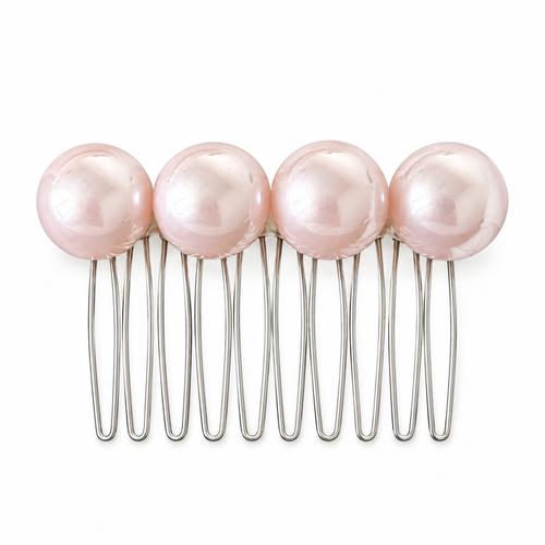Pink Round-Bead Inverted Hair Comb