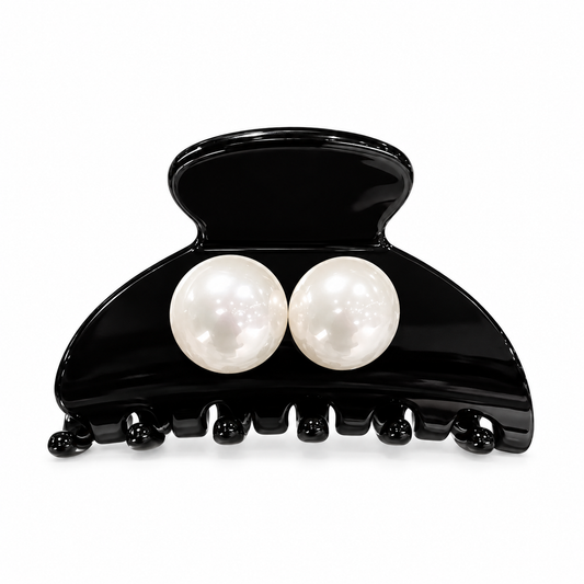 Black Faux Pearl Hair Claw Clip