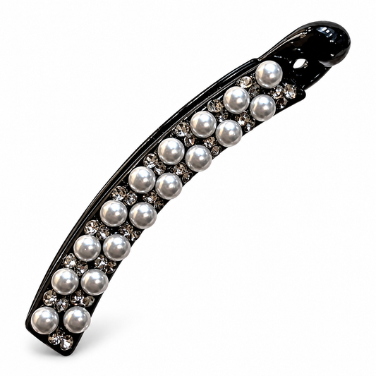 Silver-Gray Pearl Banana Hair Clip
