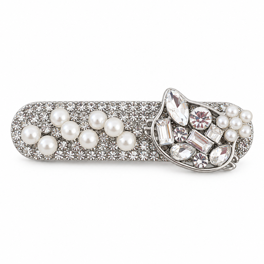 Pearl and Crystal Embellished Side Hair Clip