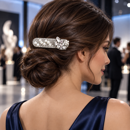 Pearl and Crystal Embellished Side Hair Clip