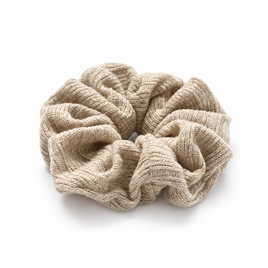 Light Beige Knitted Scrunchie