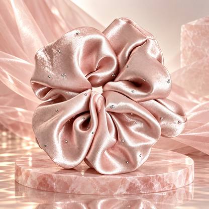 Pink Pleated Oversized Scrunchie