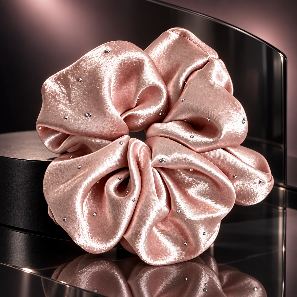 Pink Pleated Oversized Scrunchie
