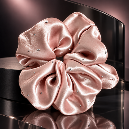 Pink Pleated Oversized Scrunchie