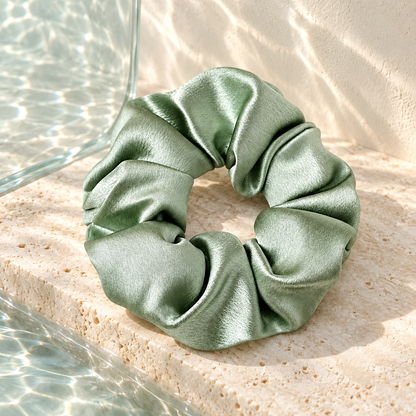Apple Green Satin Scrunchie