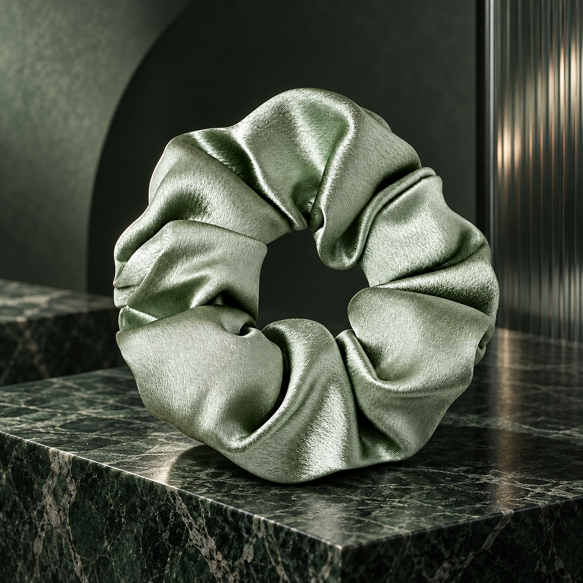 Apple Green Satin Scrunchie