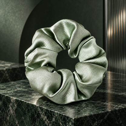 Apple Green Satin Scrunchie